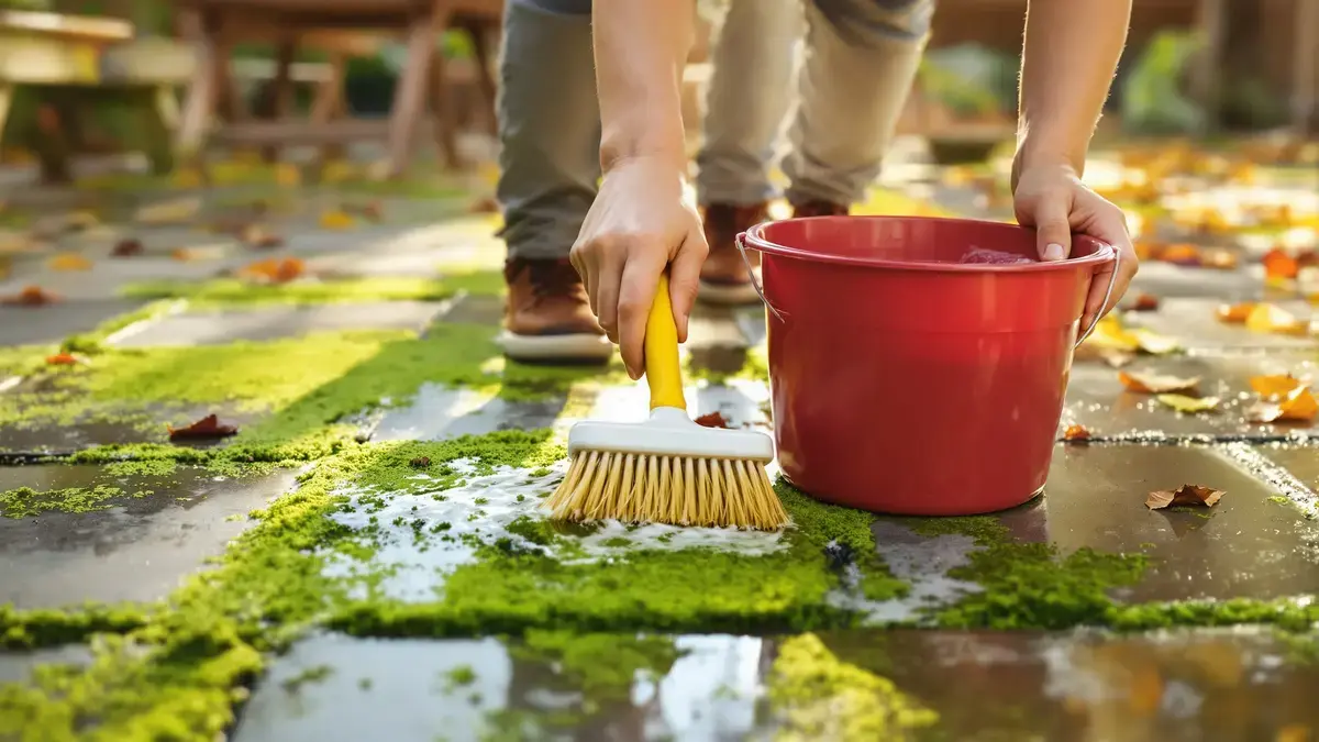 Deze onbekende truc met keukenkastproducten voorkomt uitglijden op groene tegels door gewoon gebruik van bleekmiddel